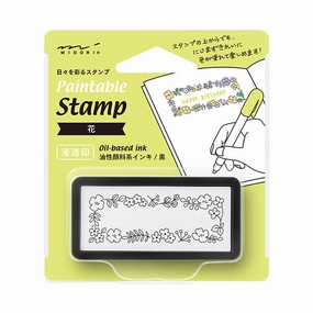 Midori Pre-Inked Stamp Half Size-Flower eco