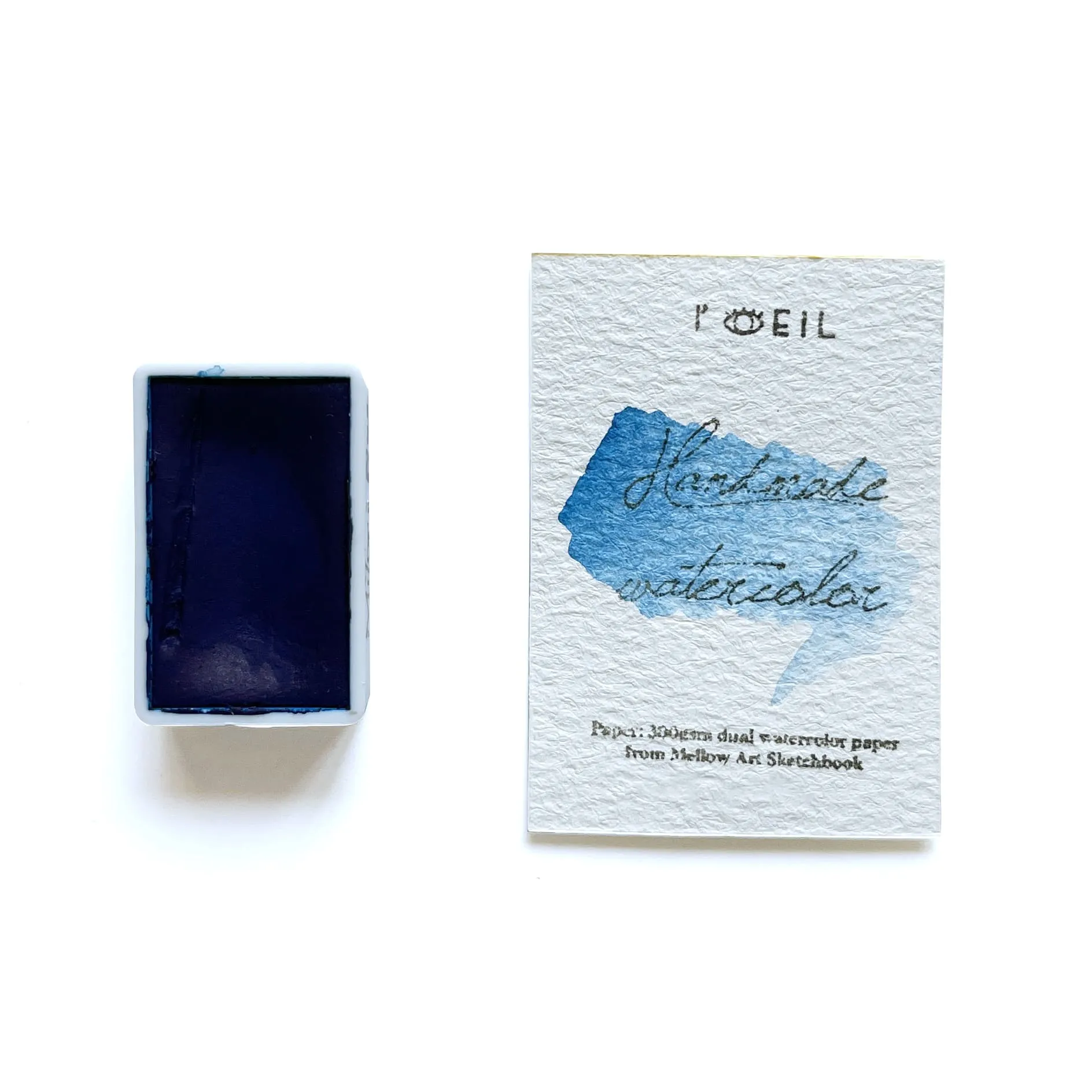 single Milori Blue Pb27 - Artist Grade Handmade Honey Based Watercolor Paint Full Pan 3.2Ml