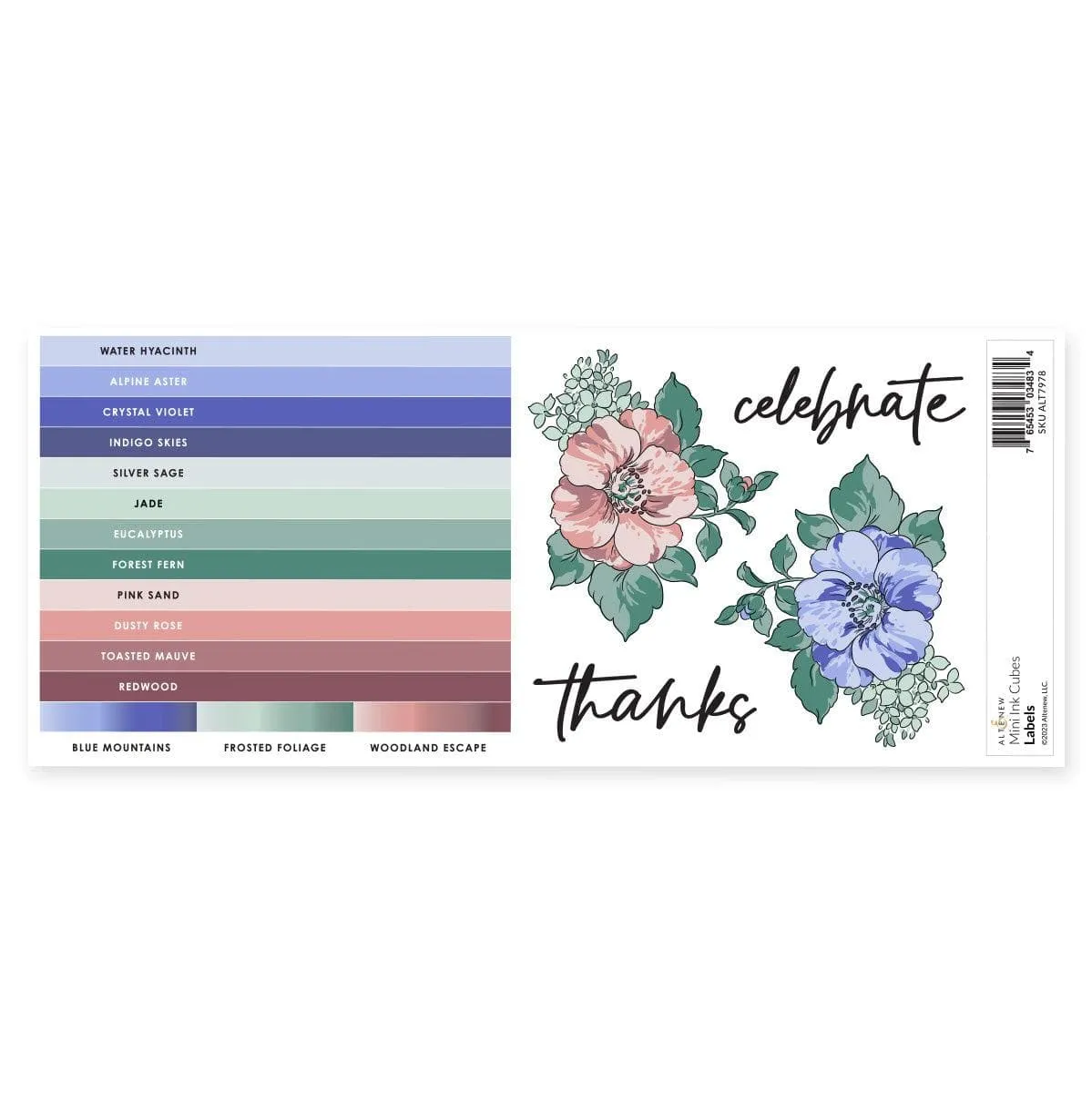 bright portable Mini Ink Cubes Label Set - Blue Mountains, Frosted Foliage, Woodland Escape