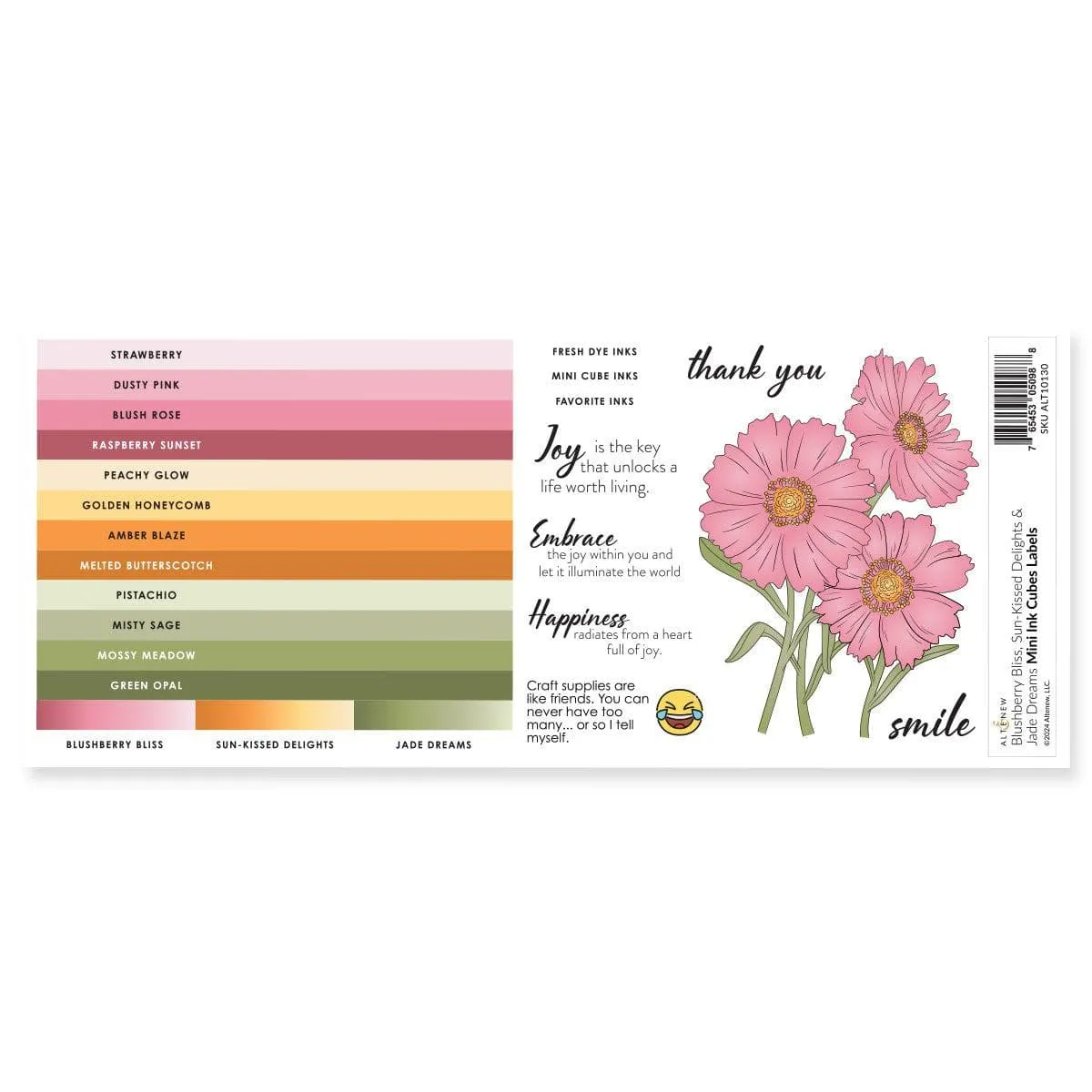 foldable Mini Ink Cubes Label Set - Blushberry Bliss, Sun-Kissed Delights, Jade Dreams