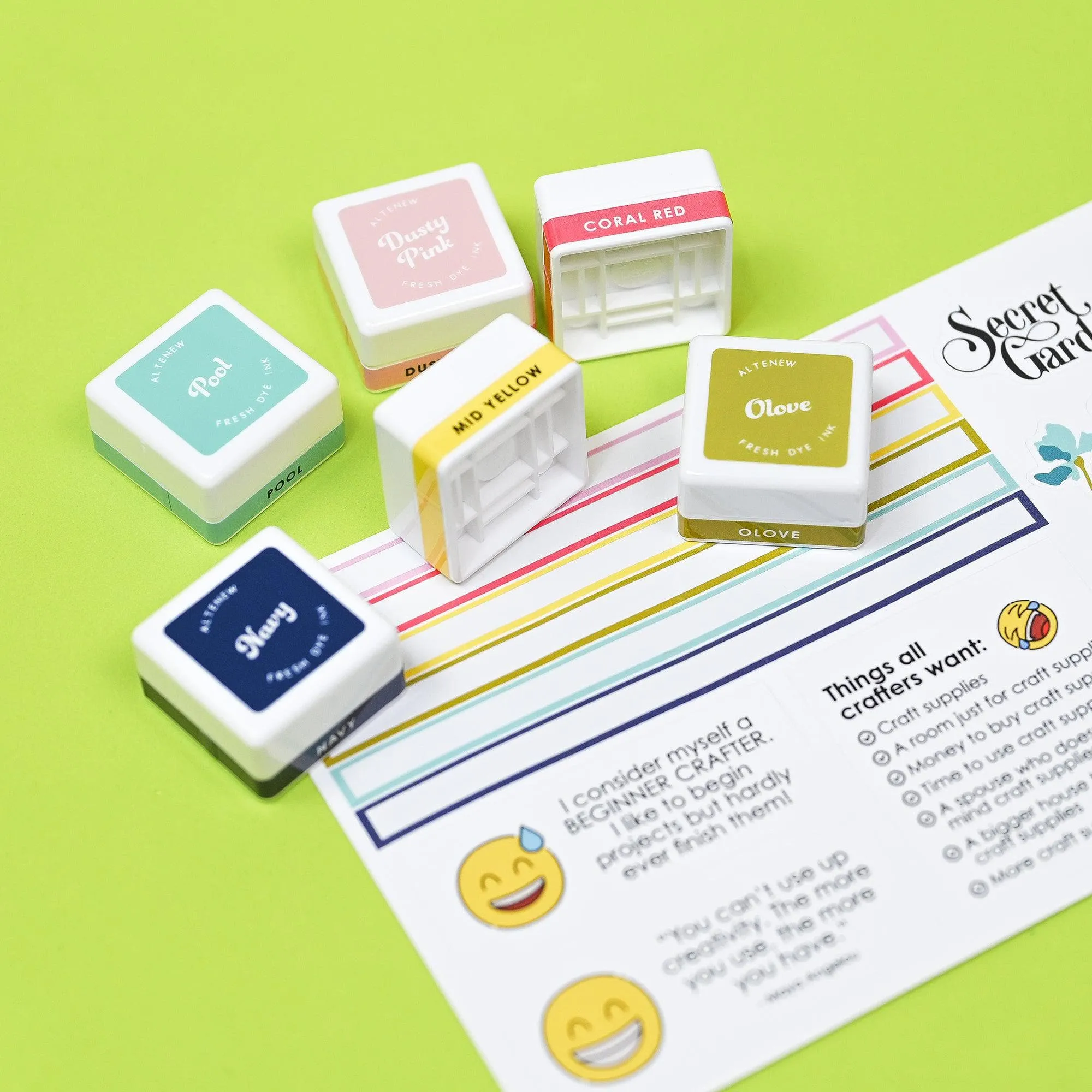 Mini Ink Cubes Label Set - Deco Garden pack compact