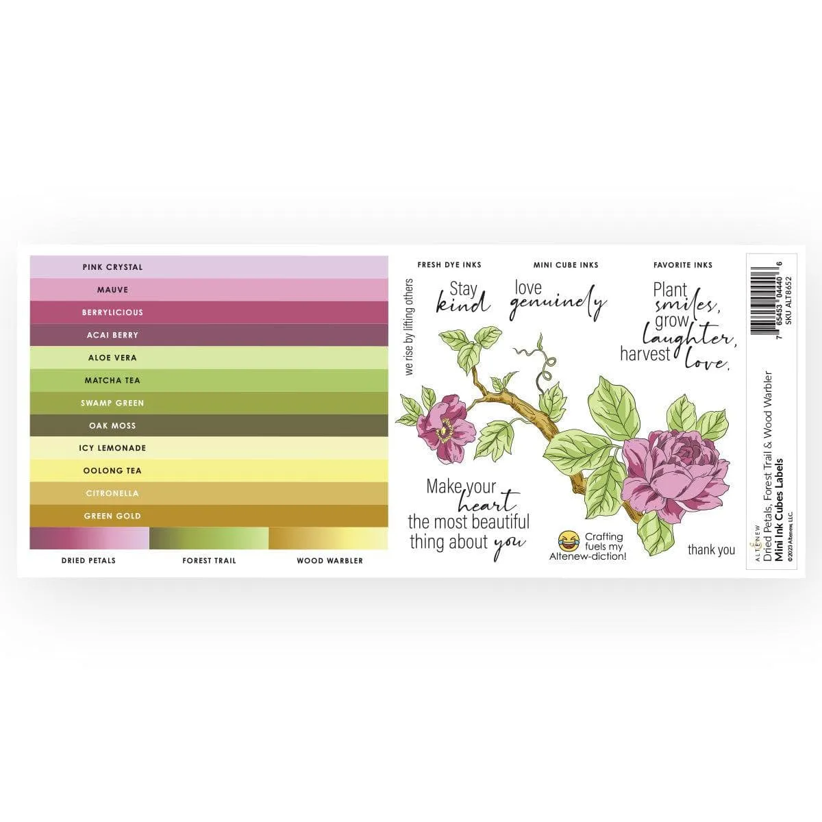 Mini Ink Cubes Label Set  - Dried Petals, Forest Trail, Wood Warbler retractable flexible