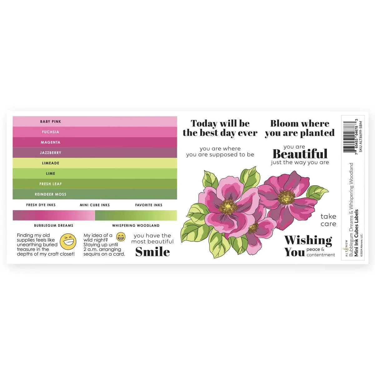 resin Mini Ink Cubes Label Set - Whispering Woodland, Bubblegum Dreams