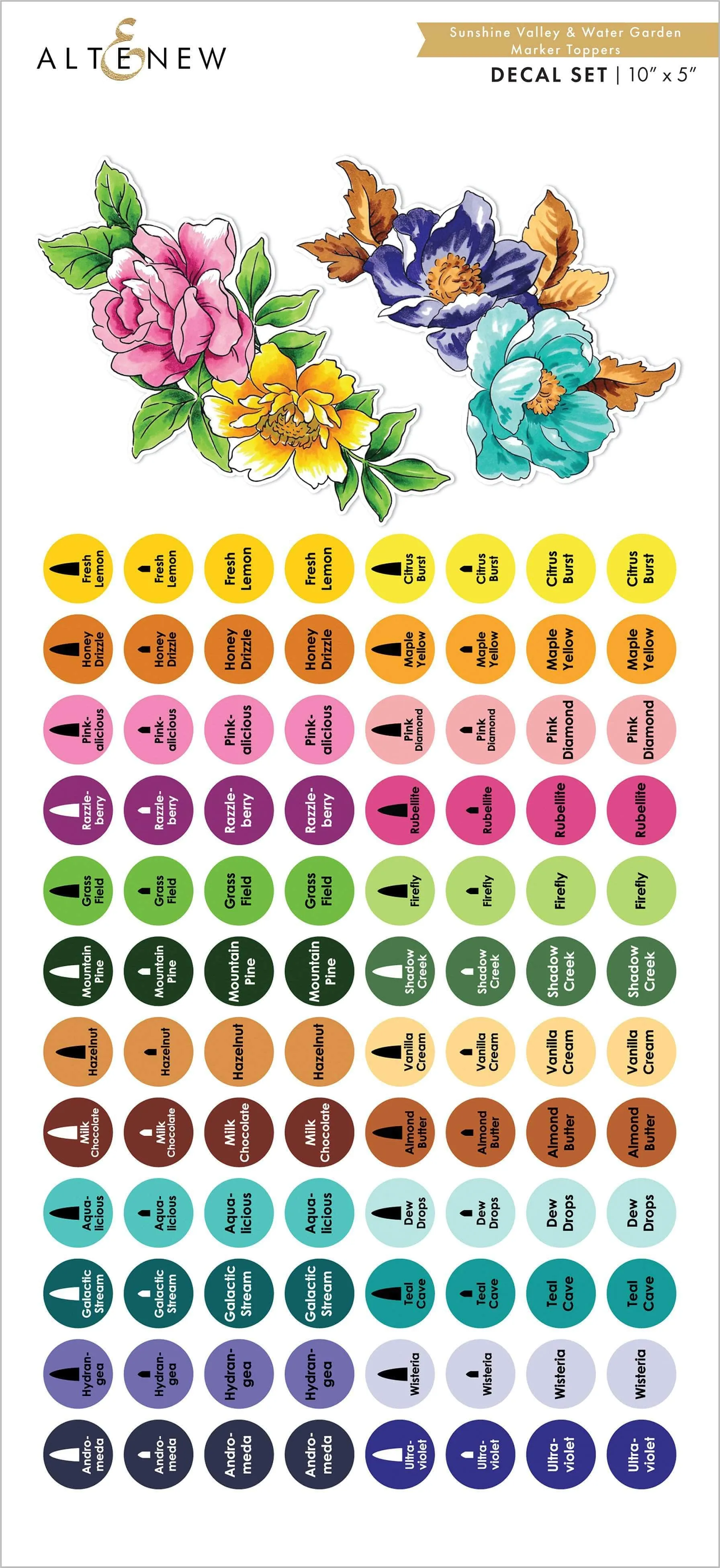 Sunshine Valley & Water Garden Marker Topper Decal Set - Small refillable waterproof