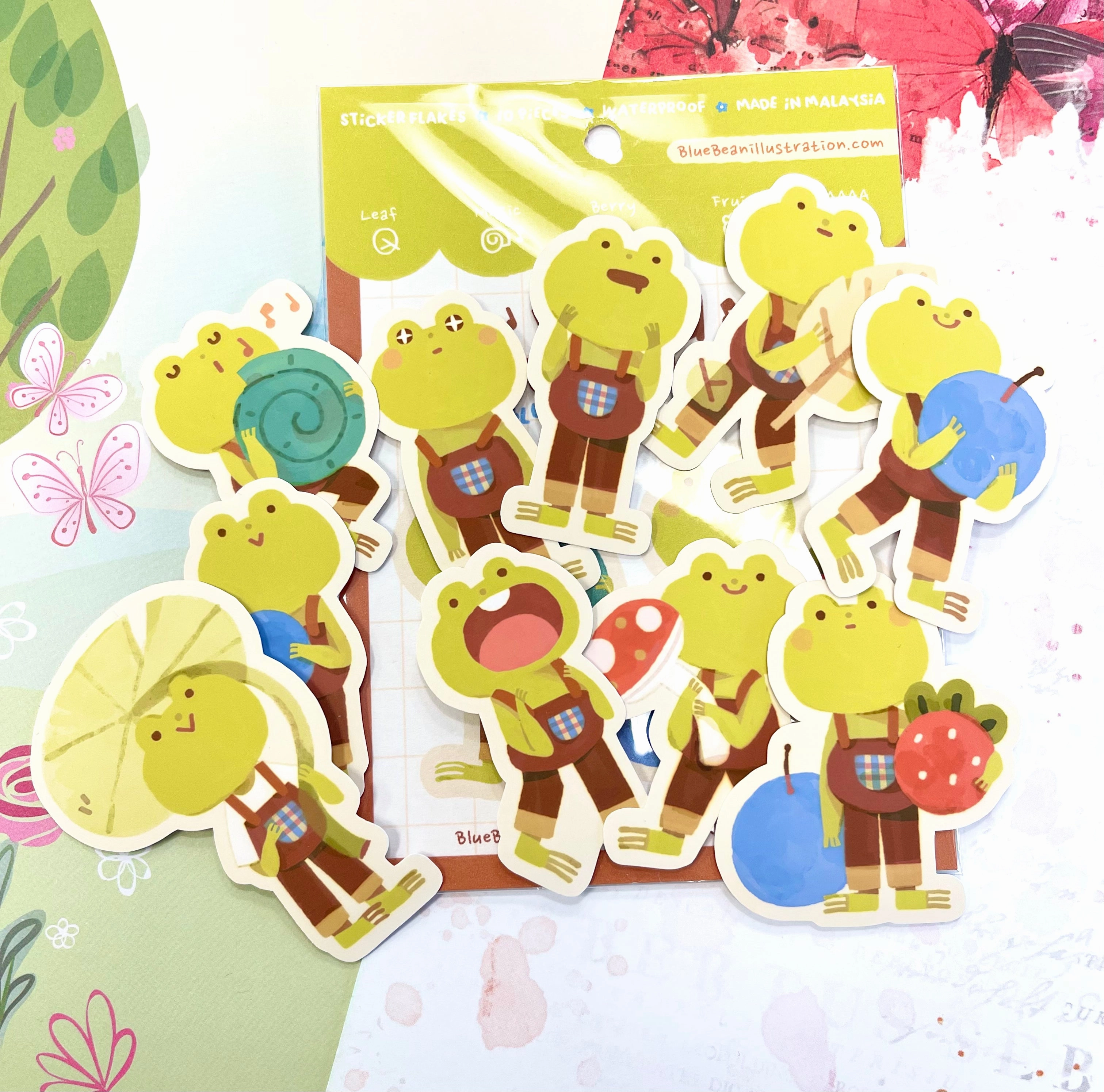 organic Bluebean Wood Frogaaa Sticker Pack
