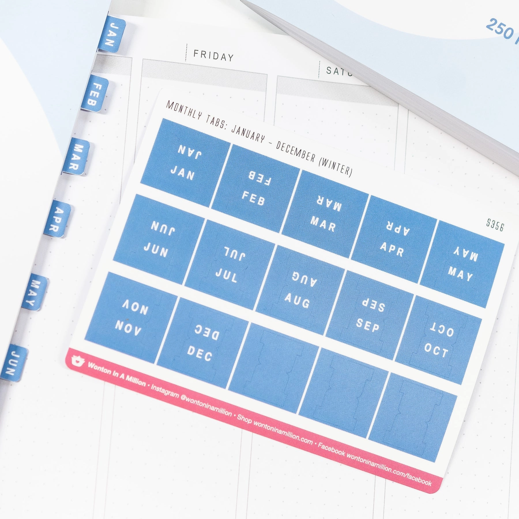 handy Dreamy Blue Monthly Tab Stickers