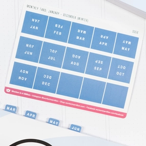 steel vintage Dreamy Blue Monthly Tab Stickers