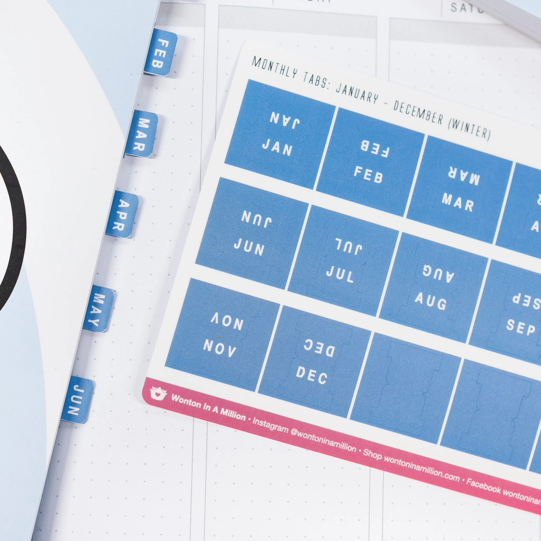 automatic foldable Dreamy Blue Monthly Tab Stickers