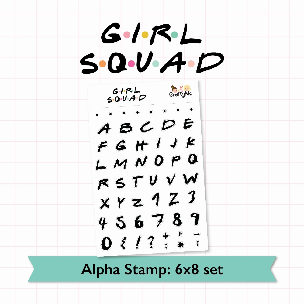 waterproof boxed Girl Squad Alphabet 6X8 Clear Stamp Set