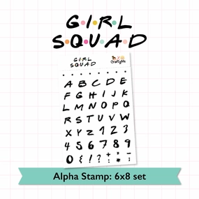 waterproof boxed Girl Squad Alphabet 6X8 Clear Stamp Set