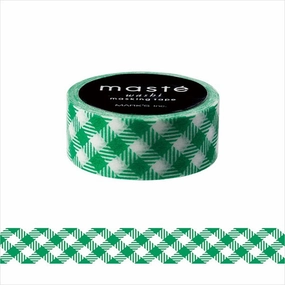 washable shockproof Green Check Washi Tape Mast