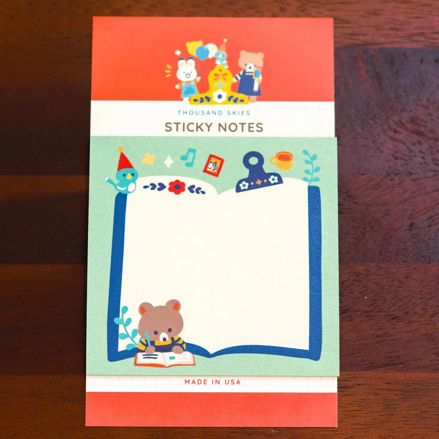 Journaling Bear Sticky Notes linen