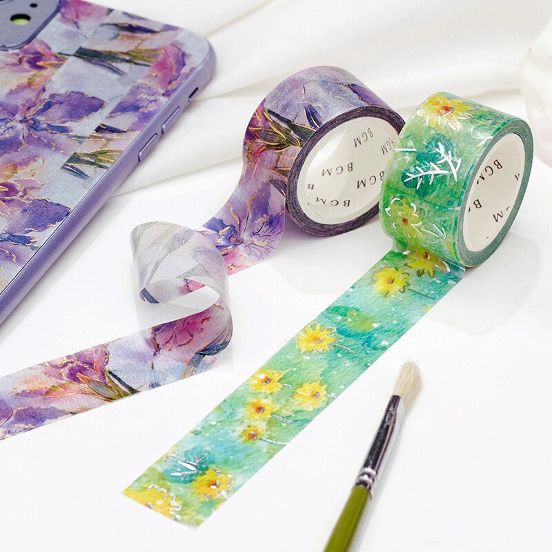 heatproof new Watercolor Flower Hina Chrysanthemum Washi Tape Bgm