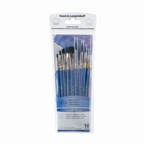 10-Pack Black Taklon Brushes - Shader/Round slim
