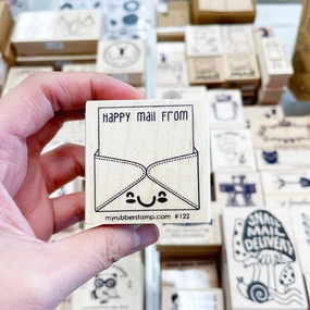 Happy Mail Smiling Envelope Rubber Stamp multipurpose