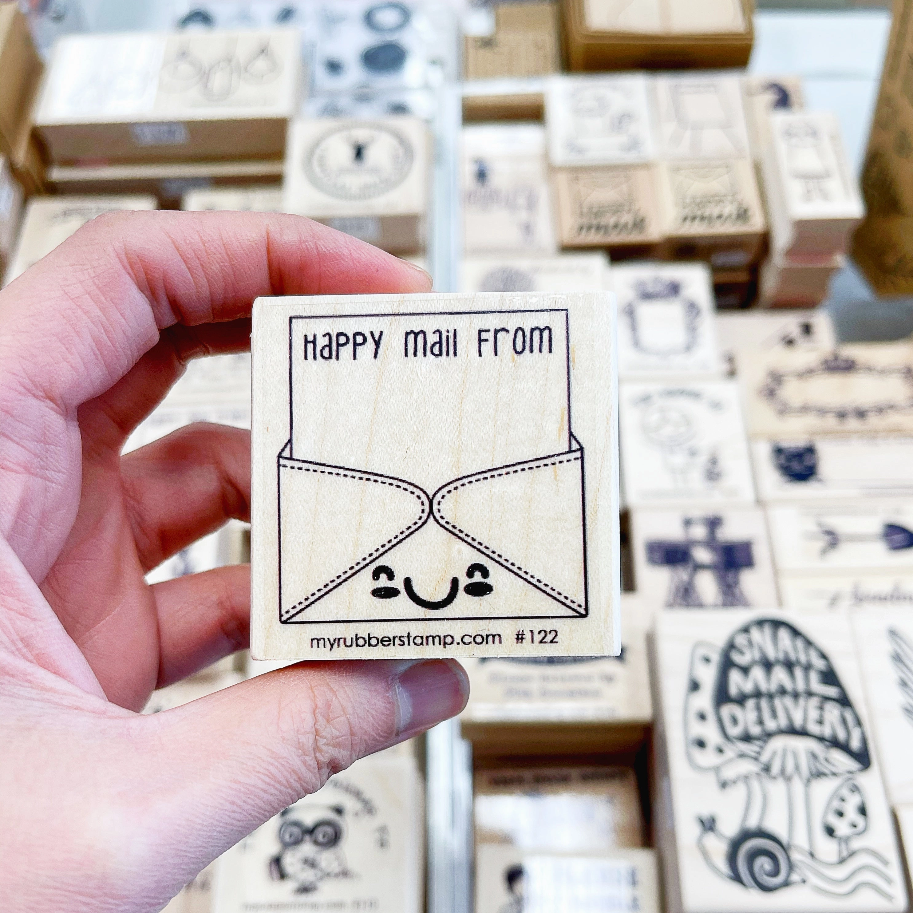 Happy Mail Smiling Envelope Rubber Stamp multipurpose