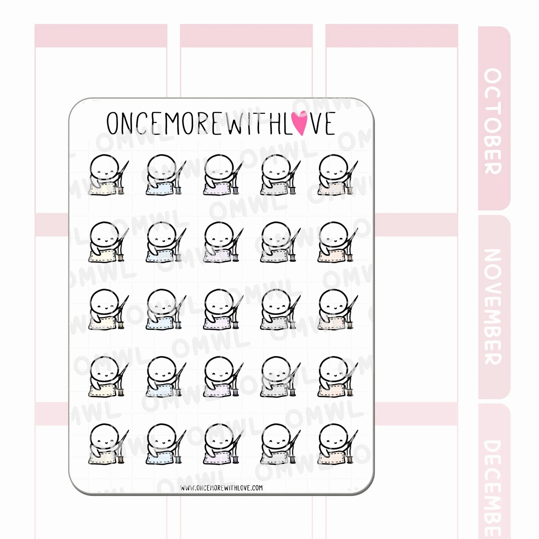 M796 Sewing By Hand Sticker Sheet classic bold