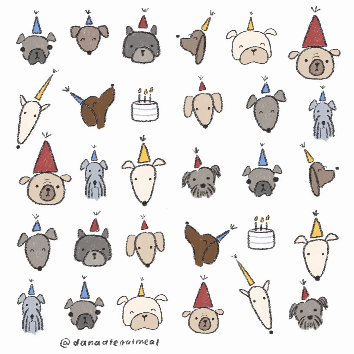 Party Dogs Sticker Sheet pack trendy