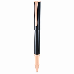 Monteverde Impressa Black Rose Gold Rollerball Pen thin plastic