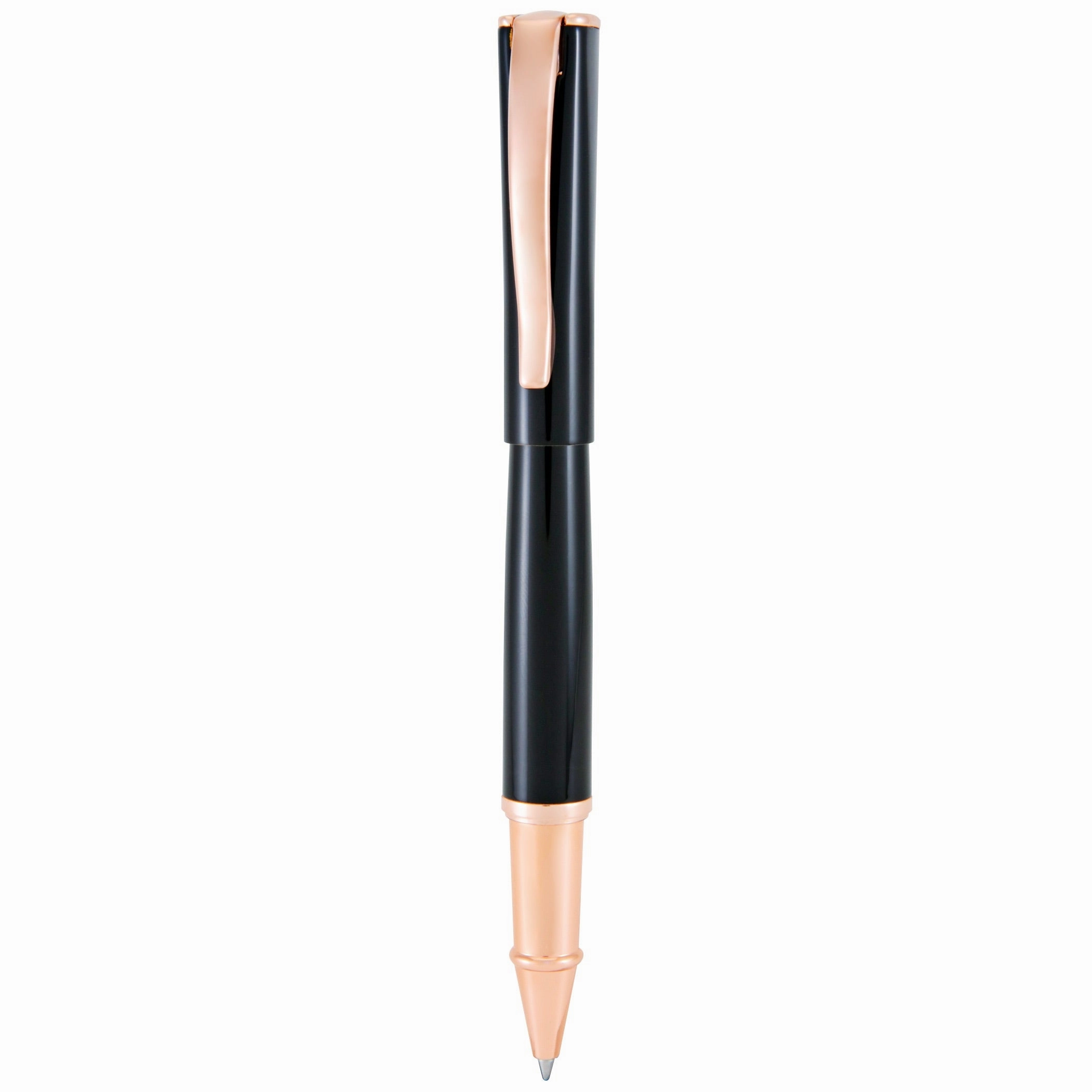 Monteverde Impressa Black Rose Gold Rollerball Pen thin plastic