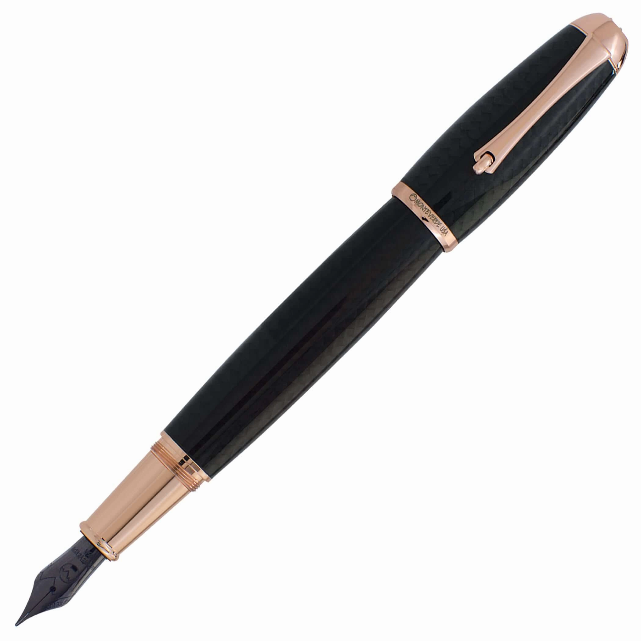 Monteverde Super Mega Carbon Fiber And Rosegold Fountain Pen foldable classic