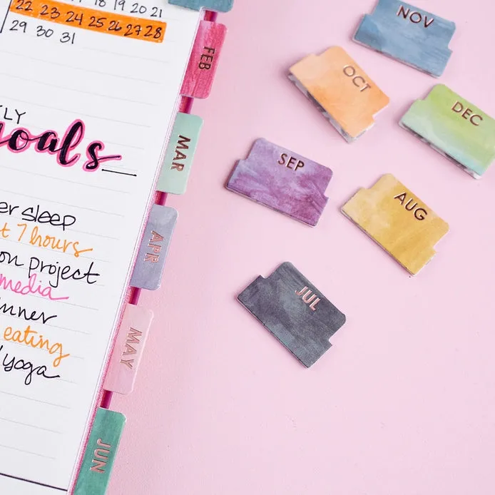 round strong Monthly Adhesive Tabs - Colorful