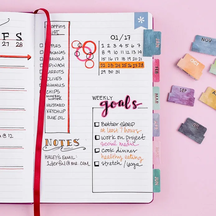 neutral Monthly Adhesive Tabs - Colorful