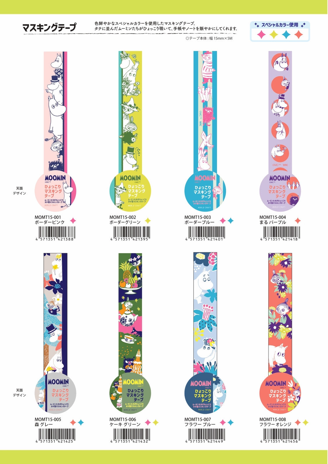shockproof vivid Moomin Washi Tape Cake Green