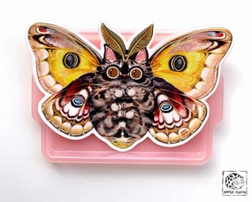 vivid automatic Moth Cat "Big Eyes" Vinyl Sticker