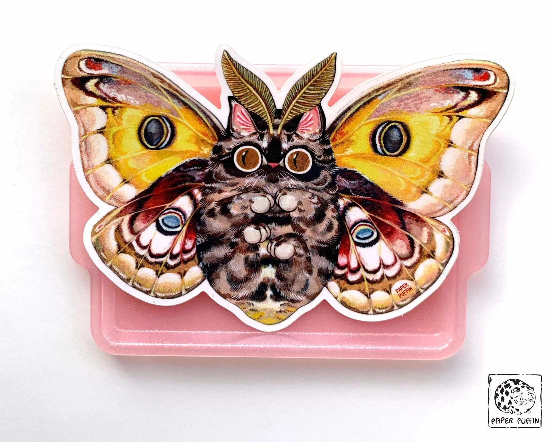 vivid automatic Moth Cat "Big Eyes" Vinyl Sticker