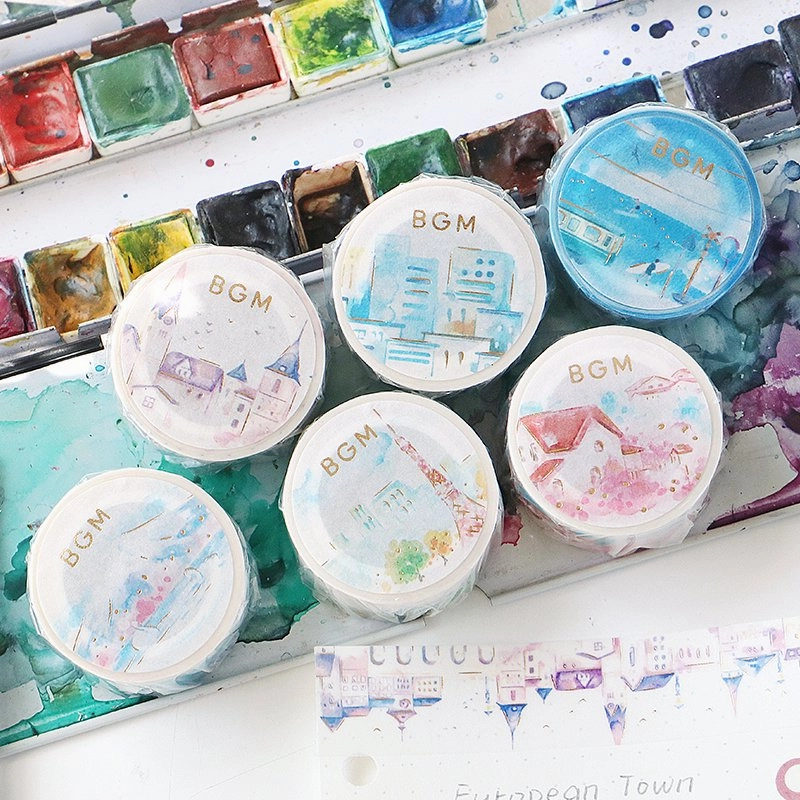 Mount Fuji Watercolor Washi Tape Foil Bgm fiber synthetic