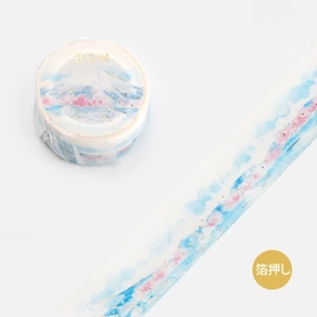 wide minimalist Mount Fuji Watercolor Washi Tape Foil Bgm