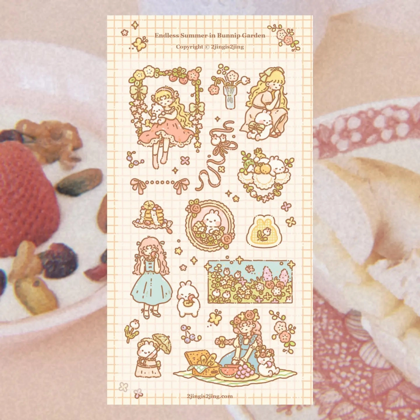 resin 2Jingis2Jing Endless Summer In Bunnip Garden Sticker Sheet - A
