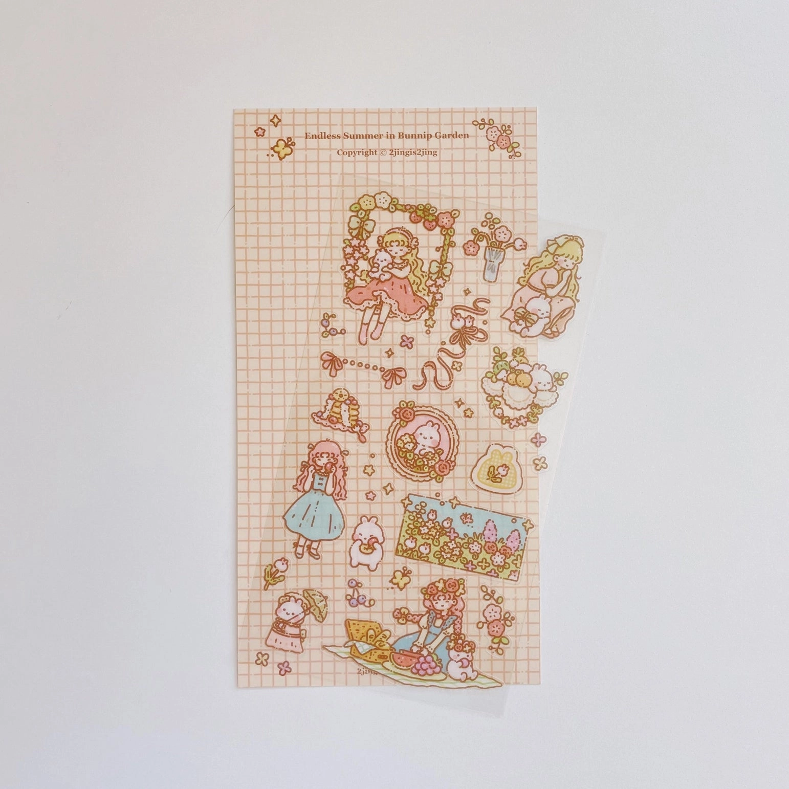 cotton lightweight 2Jingis2Jing Endless Summer In Bunnip Garden Sticker Sheet - A