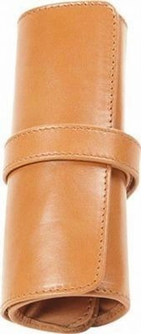 Aston Leather 5 Pen Rollup Tan washable