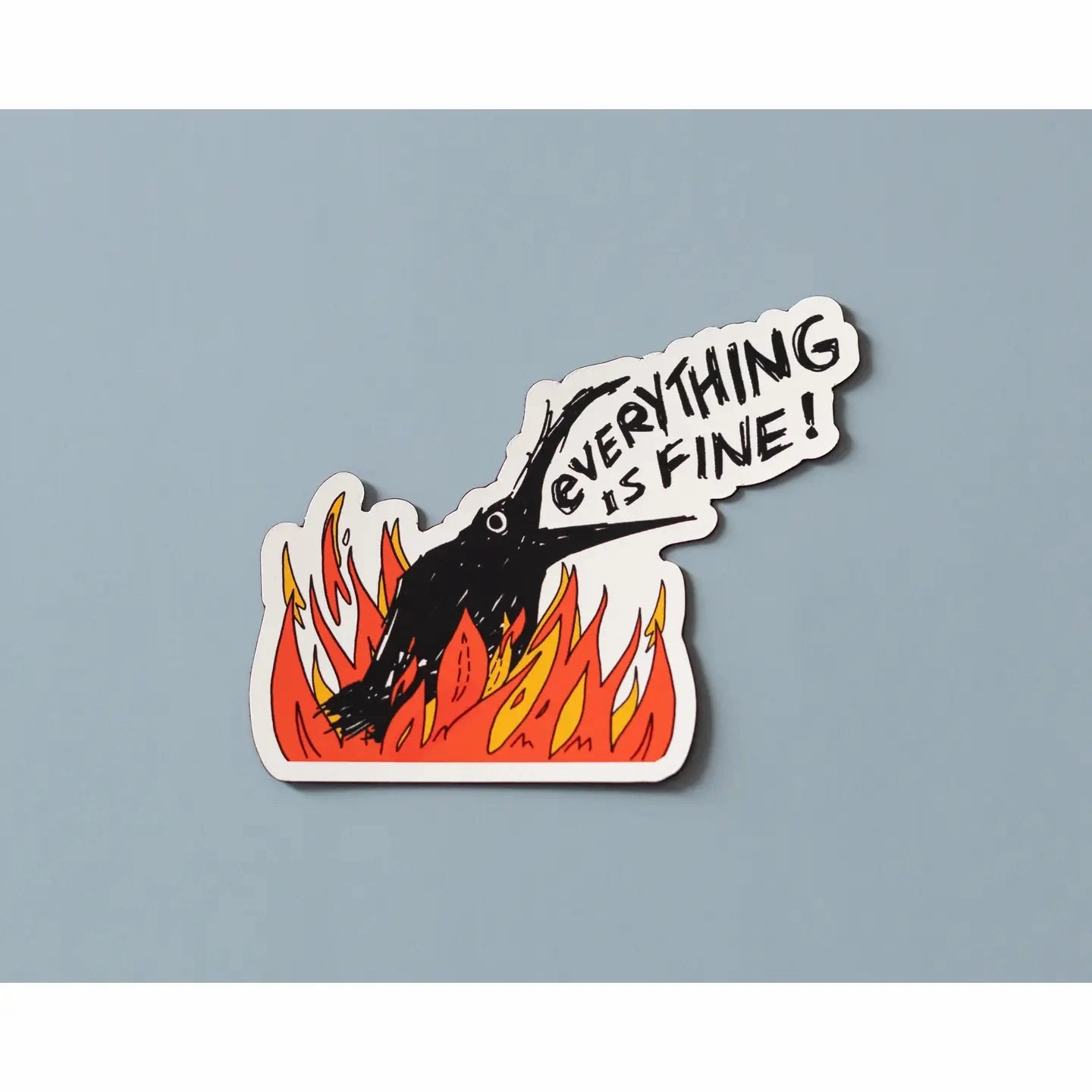 wrapped Everything Is Fine Crow Vinyl Sticker