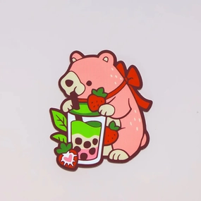 lasting Matcha Strawberry Bear Vinyl Sticker
