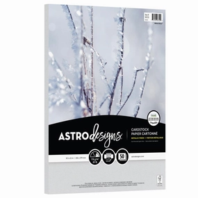Neenah Astrodesigns 65Lb Metallic Cardstock 8.5"X11" 50/Pkg - White Silver exclusive