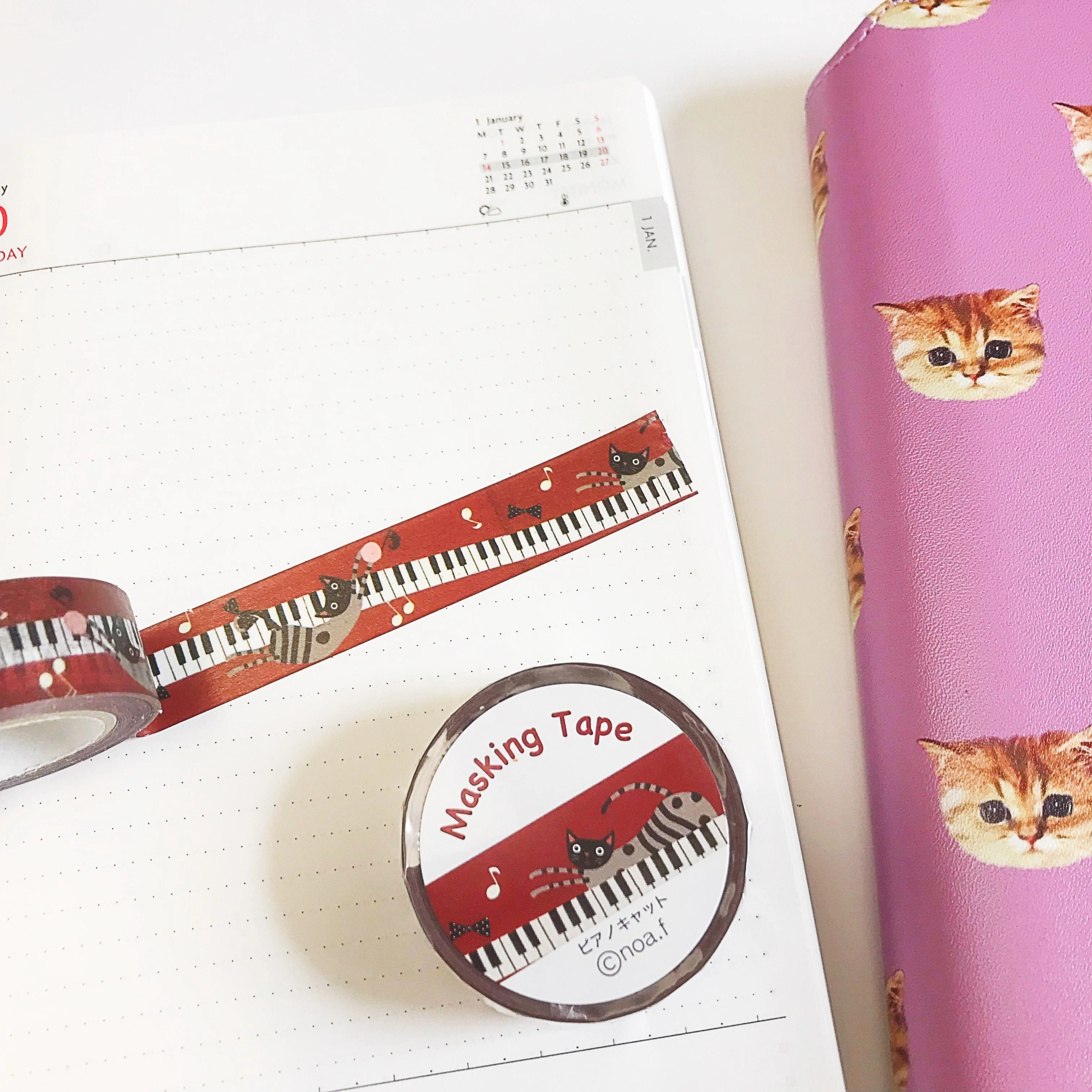 Piano Cat Nao Family Japanese Washi Tape original luxury