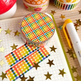 steel Rainbow Plaid Washi Tape