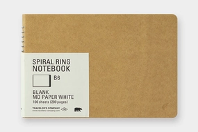 luxury Traveler'S Company Spiral Ring Notebook- Blank Md White Paper- Horizontal B6