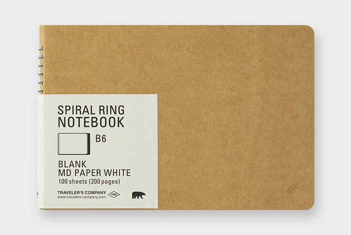 luxury Traveler'S Company Spiral Ring Notebook- Blank Md White Paper- Horizontal B6