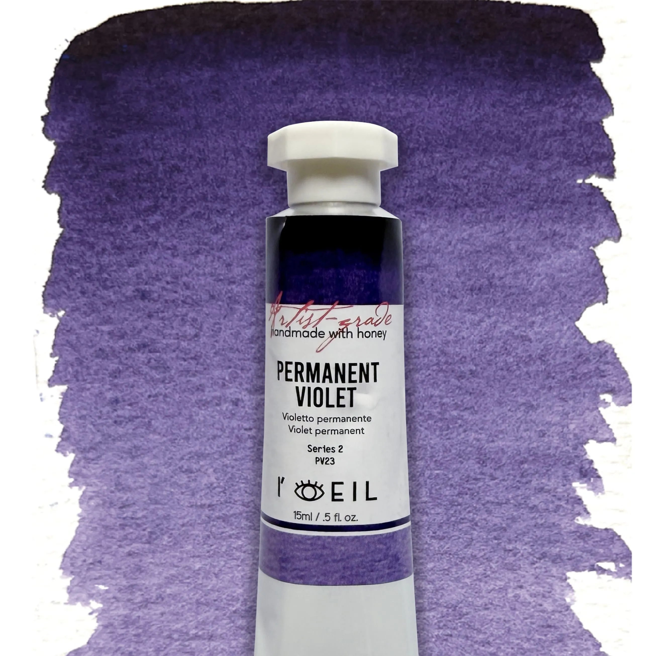 glossy Permanent Violet R Pv23 - Artist Grade Handmade Honey Based Watercolor Tube 15Ml