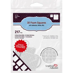 glossy springloaded White 3D Variety Pack Self-Adhesive Foam Squares 217/Pkg