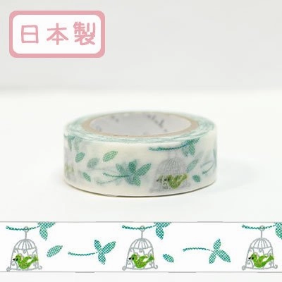 classic Green Bird Birdcage Washi Tape ? Shinzi Katoh Design