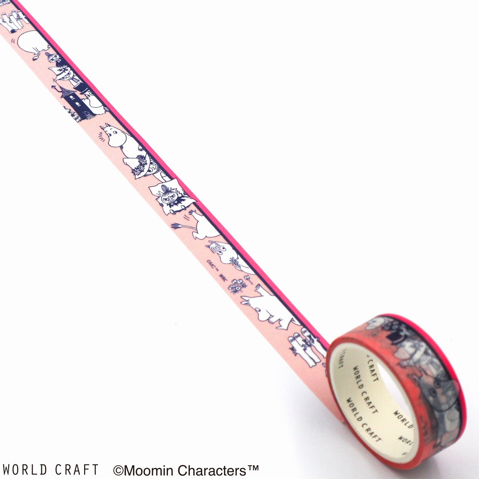 Moomin Washi Tape Pink Border daily solid