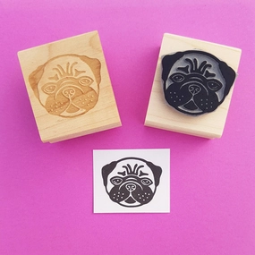 collectible Pug Dog Rubber Stamp