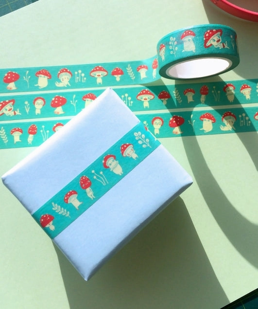 tiny vintage Mush Pals Washi Tape (Teal)