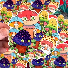professional Mushroom Cat #27 Vinyl Sticker
