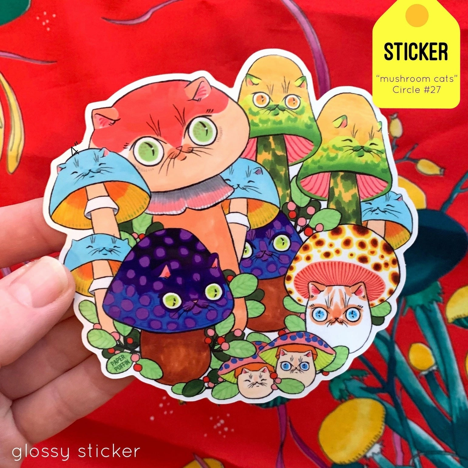 tiny Mushroom Cat #27 Vinyl Sticker